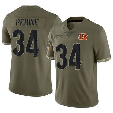 Youth Cincinnati Bengals Samaje Perine Olive Limited 2022 Salute To Service Jersey By Nike