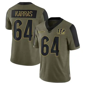 Youth Cincinnati Bengals Ted Karras Olive Limited 2021 Salute To Service Jersey By Nike